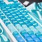 90+114 Hawaii Snow Mountain PBT+PC Semitransparent Backlit Cool Keycaps Set Screen Printing for Cherry MX Mechanical Keyboard